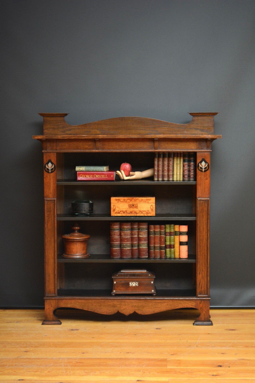 Arts and Crafts Solid Oak Open Bookcase c1900 View IV
