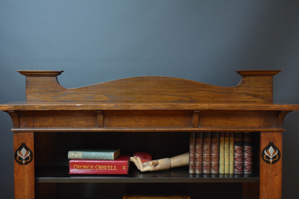 Arts and Crafts Solid Oak Open Bookcase c1900 View V