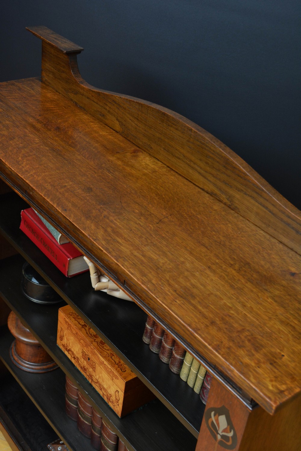 Arts and Crafts Solid Oak Open Bookcase c1900 View IX