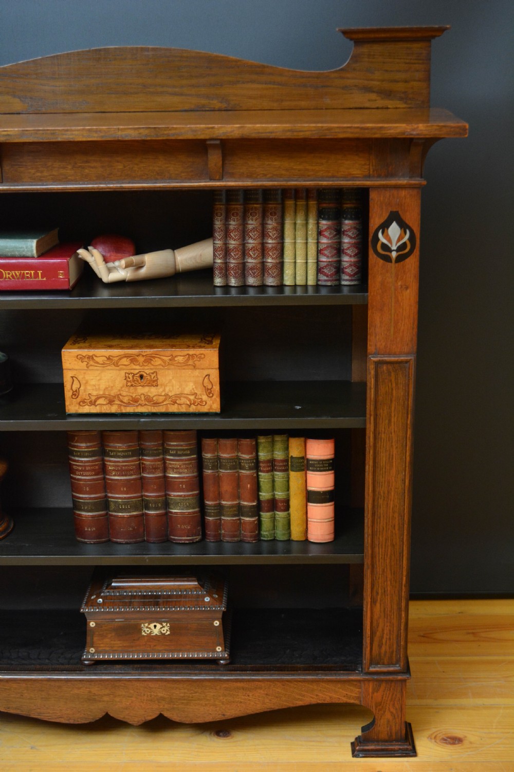 Arts and Crafts Solid Oak Open Bookcase c1900 View XIII