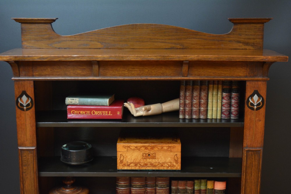Arts and Crafts Solid Oak Open Bookcase c1900 View XIV