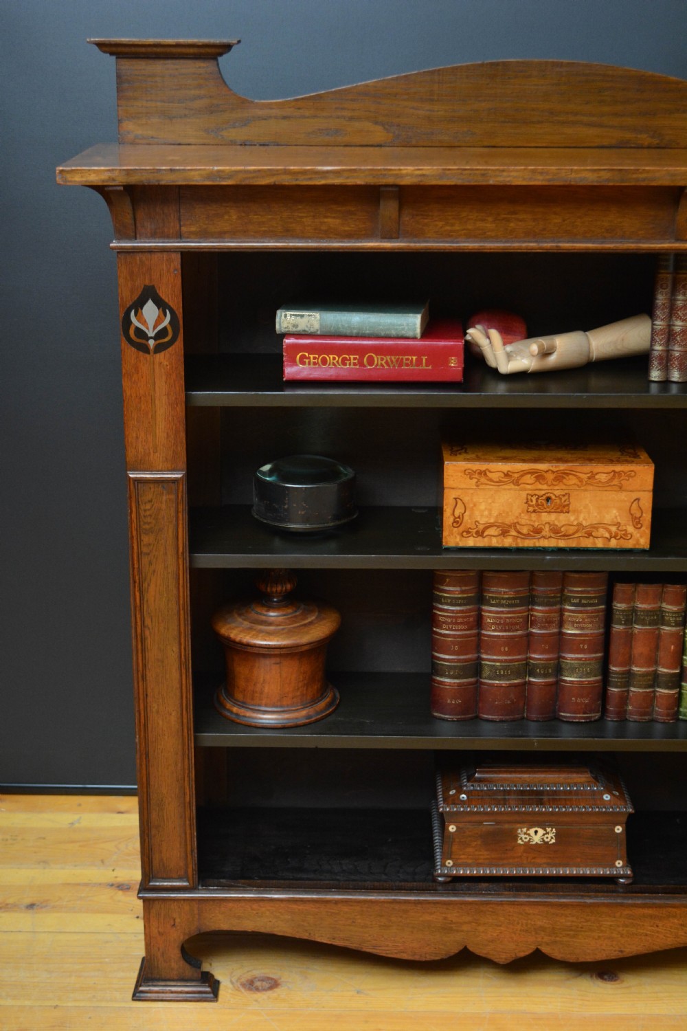 Arts and Crafts Solid Oak Open Bookcase c1900 View XVI