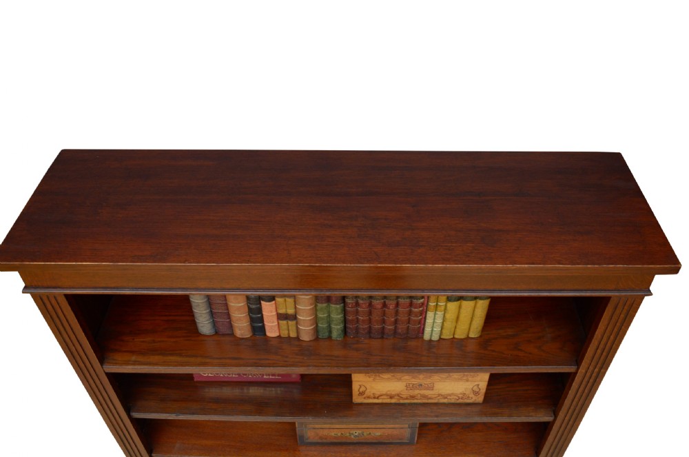 Late Victorian Solid Oak Open Bookcase View VII
