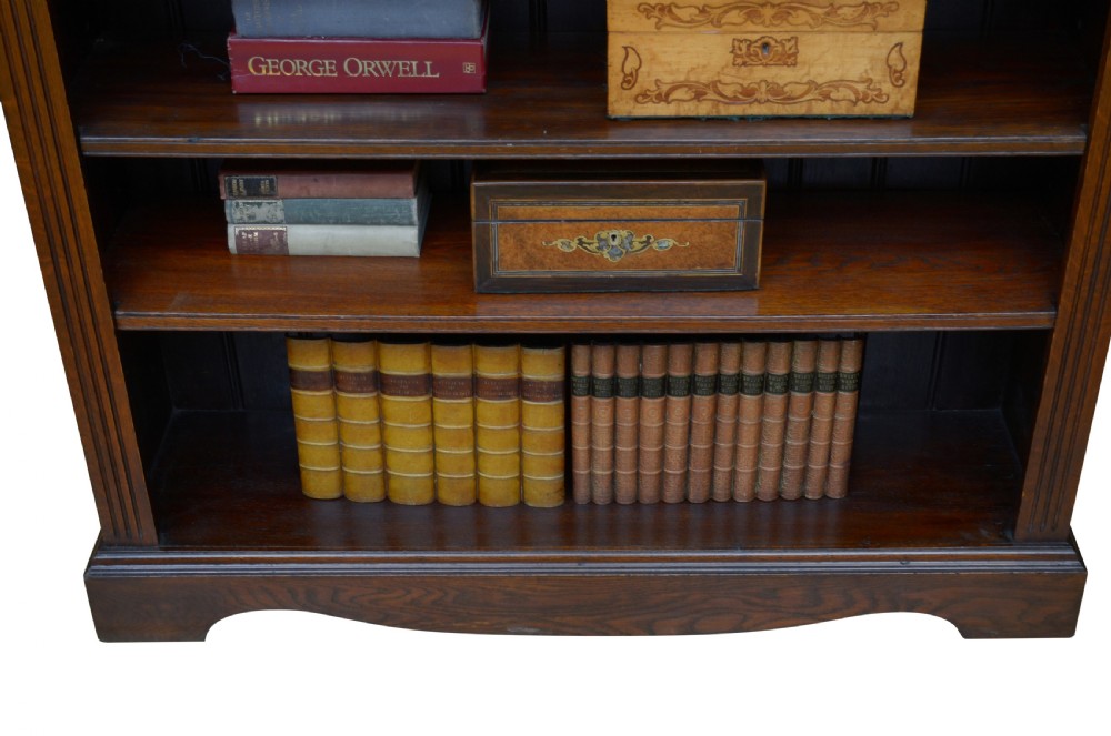 Late Victorian Solid Oak Open Bookcase View XII