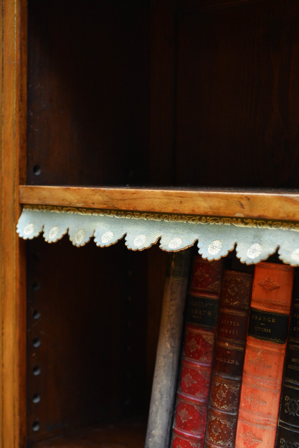 Low Marble Topped Victorian Open Bookcase in Walnut H79cm View X