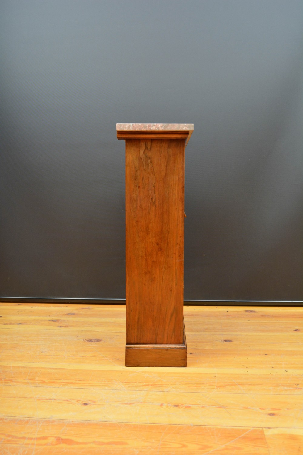 Low Marble Topped Victorian Open Bookcase in Walnut H79cm View XVIII