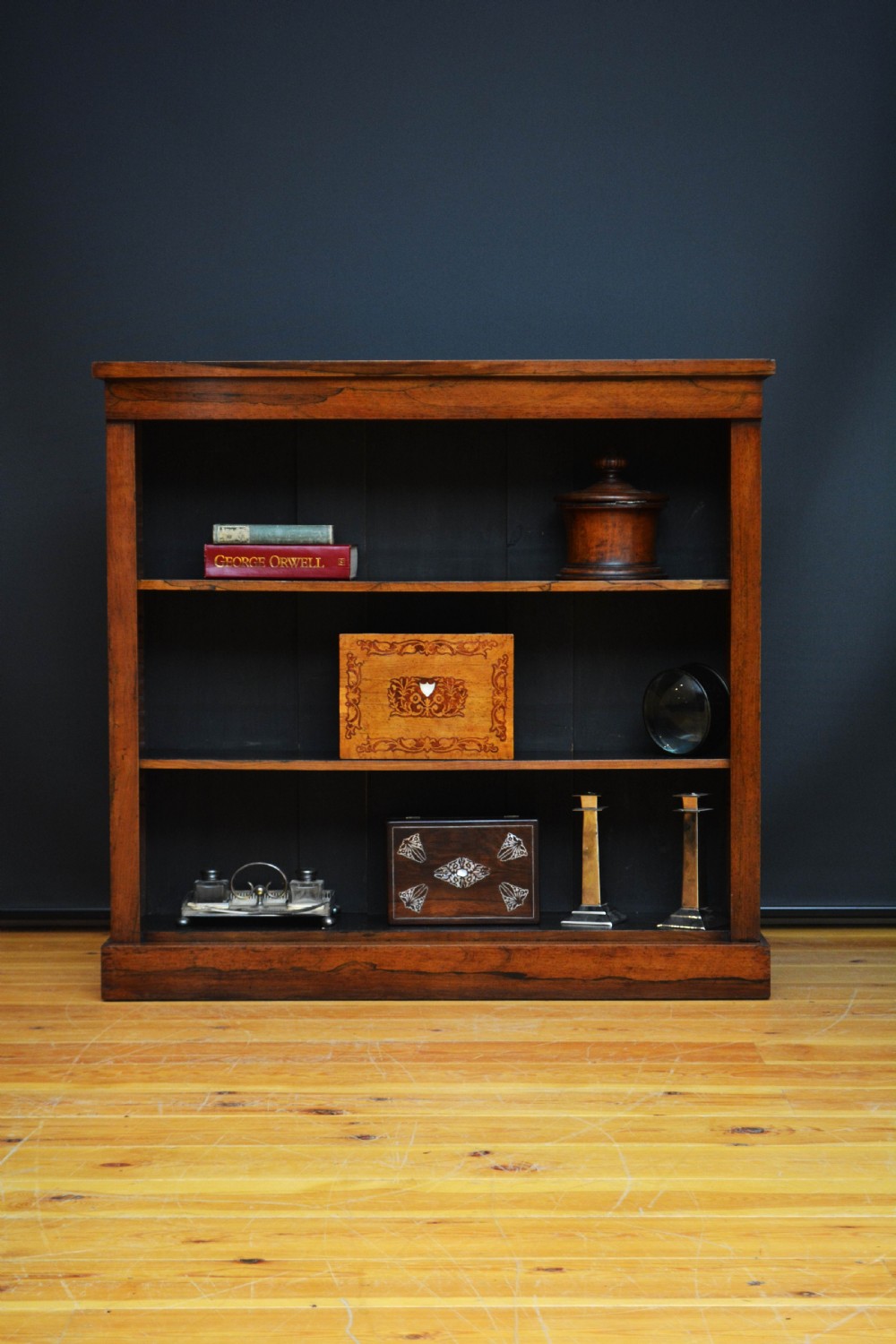 A Low William IV Rosewood Open Bookcase H101cm View III