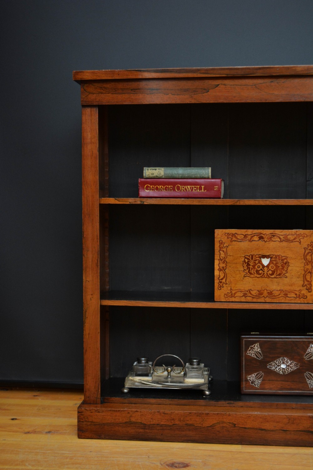 A Low William IV Rosewood Open Bookcase H101cm View VIII