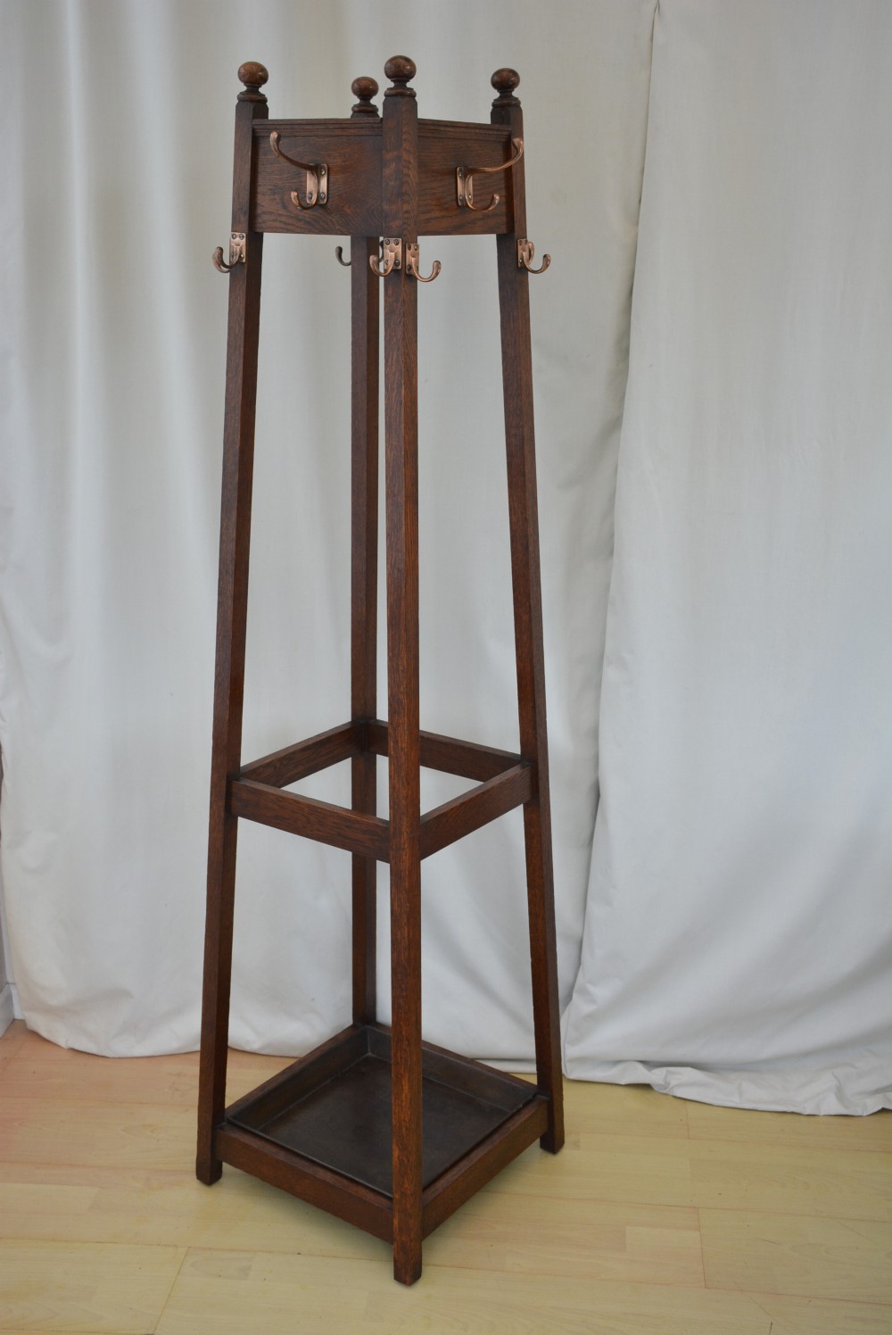 Arts And Crafts Coat Stand In Oak Hall Stand View III