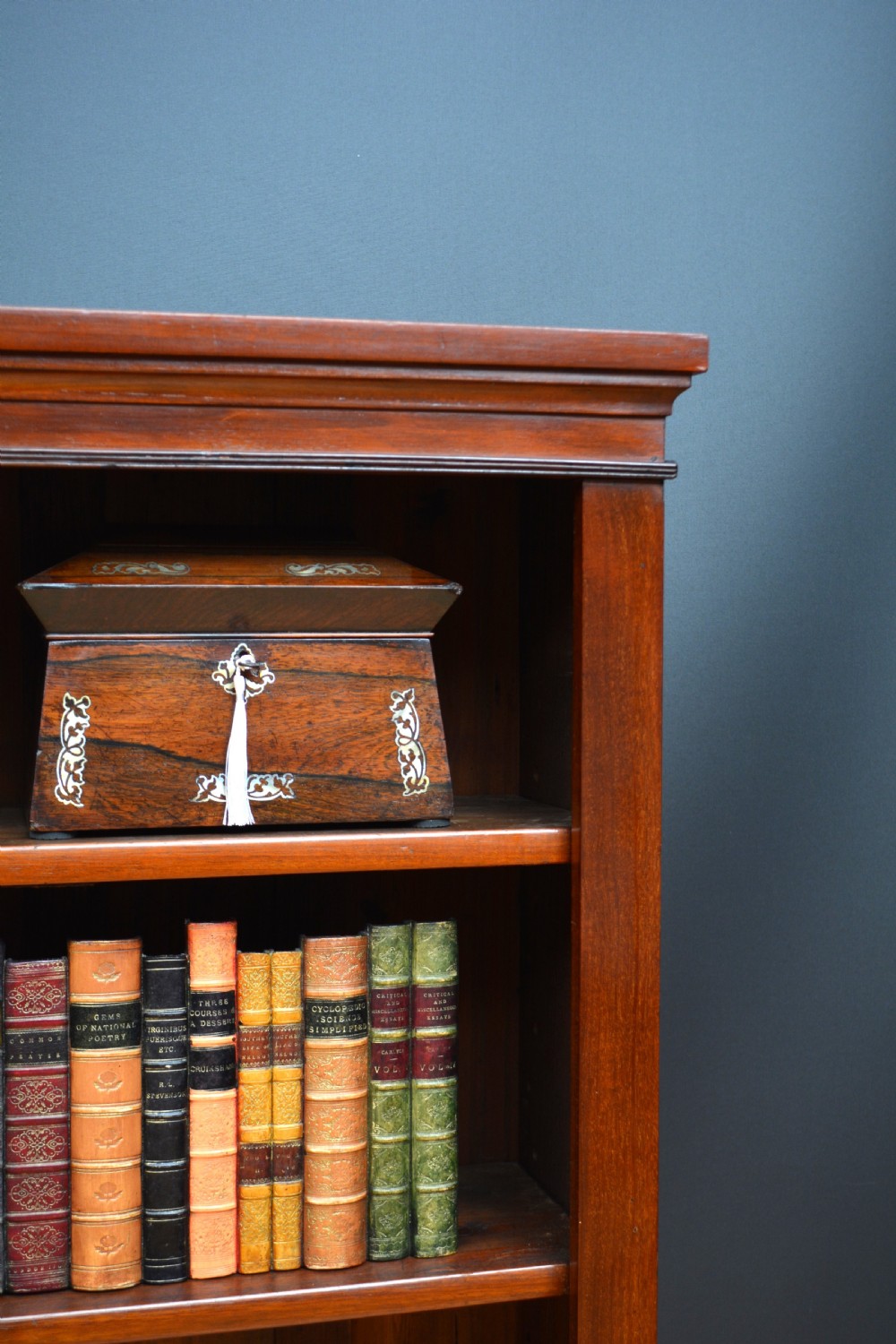 Narrow Victorian Mahogany Open Bookcase  View XI