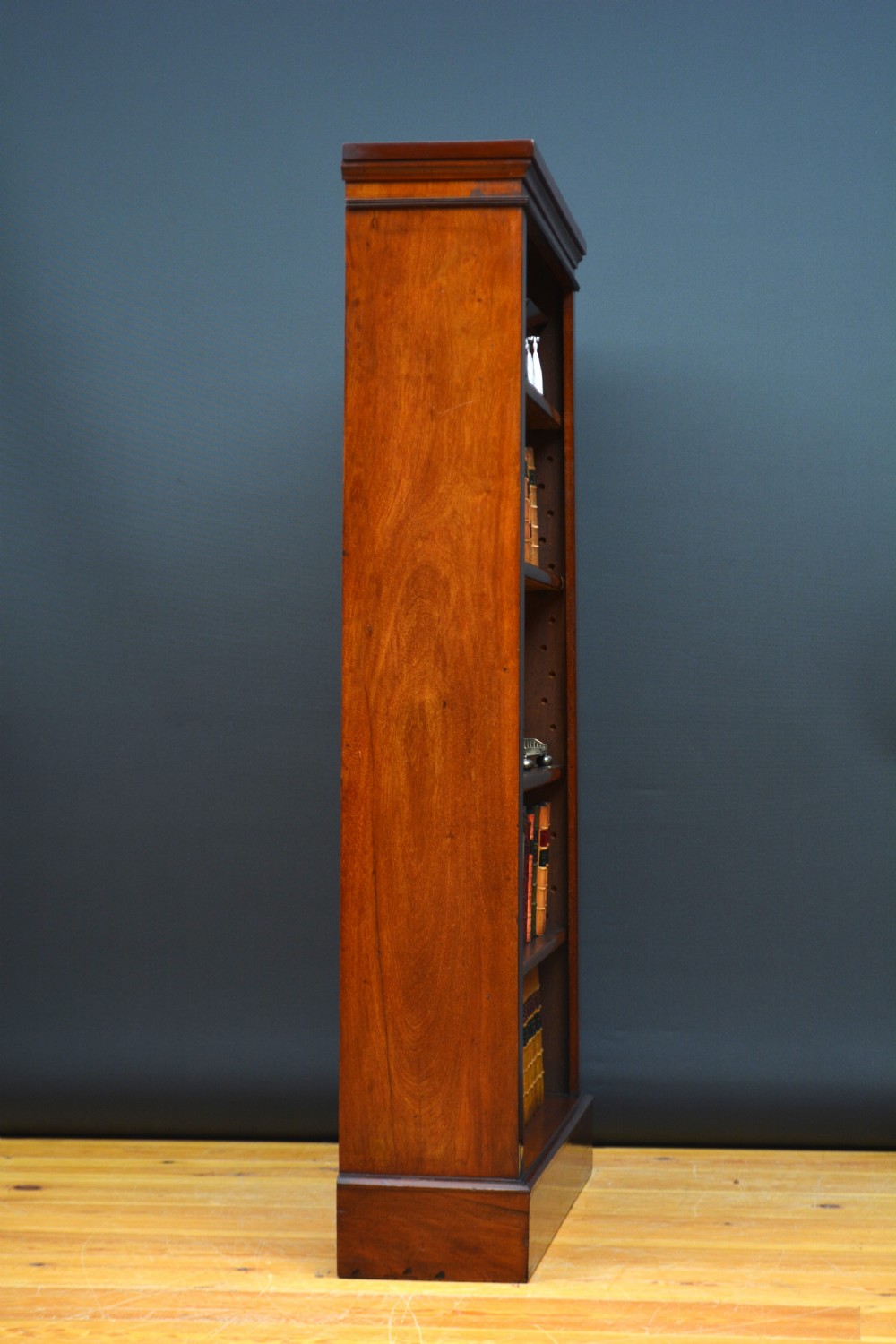 Narrow Victorian Mahogany Open Bookcase  View XVI
