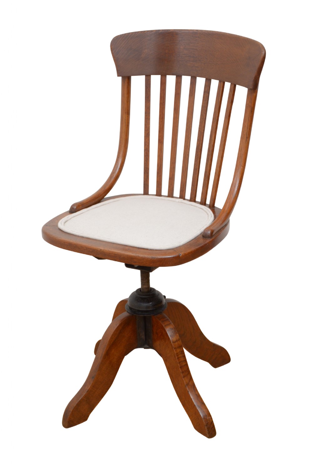 English Solid Oak Revolving Office Chair Desk Chair