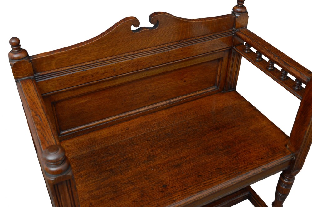 Victorian Solid Oak Hall Bench Hall Seat View VI