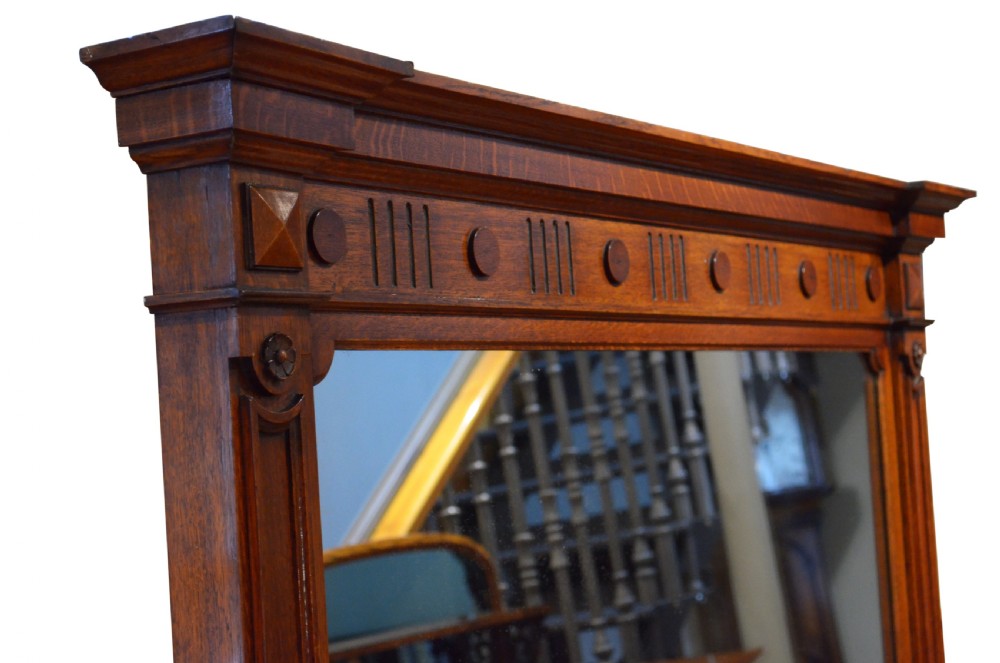 A Large Victorian Wall Mirror Overmatle Mirror In Oak H158cm View VII