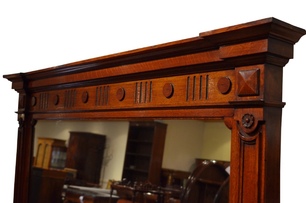 A Large Victorian Wall Mirror Overmatle Mirror In Oak H158cm View VIII