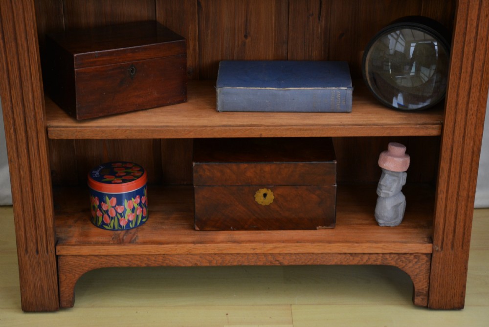 Arts And Crafts Solid Oak Open Bookcase View VII