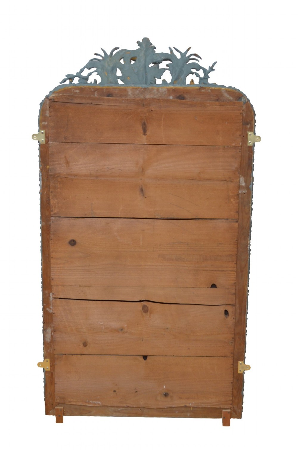 A tall rectangular wall mirror featuring a dark grey carved frame with a golden inner bead and an intricate foliage crest at the top. View III