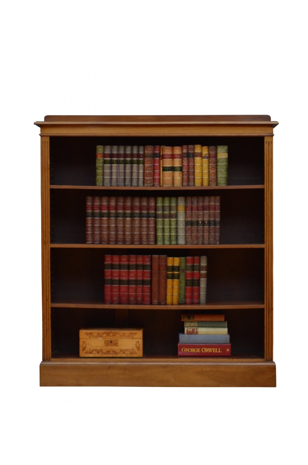 English Edwardian Walnut Open Bookcase C1900s