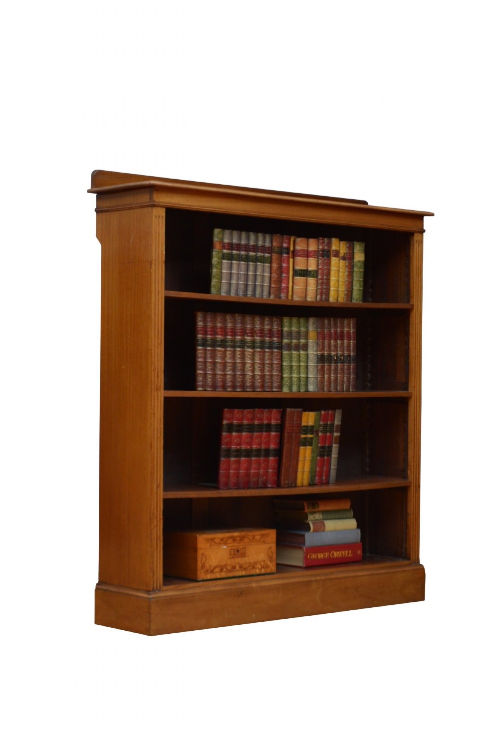 English Edwardian Walnut Open Bookcase C1900s View IV