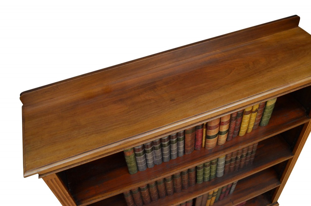 English Edwardian Walnut Open Bookcase C1900s View VII