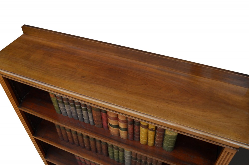 English Edwardian Walnut Open Bookcase C1900s View VIII