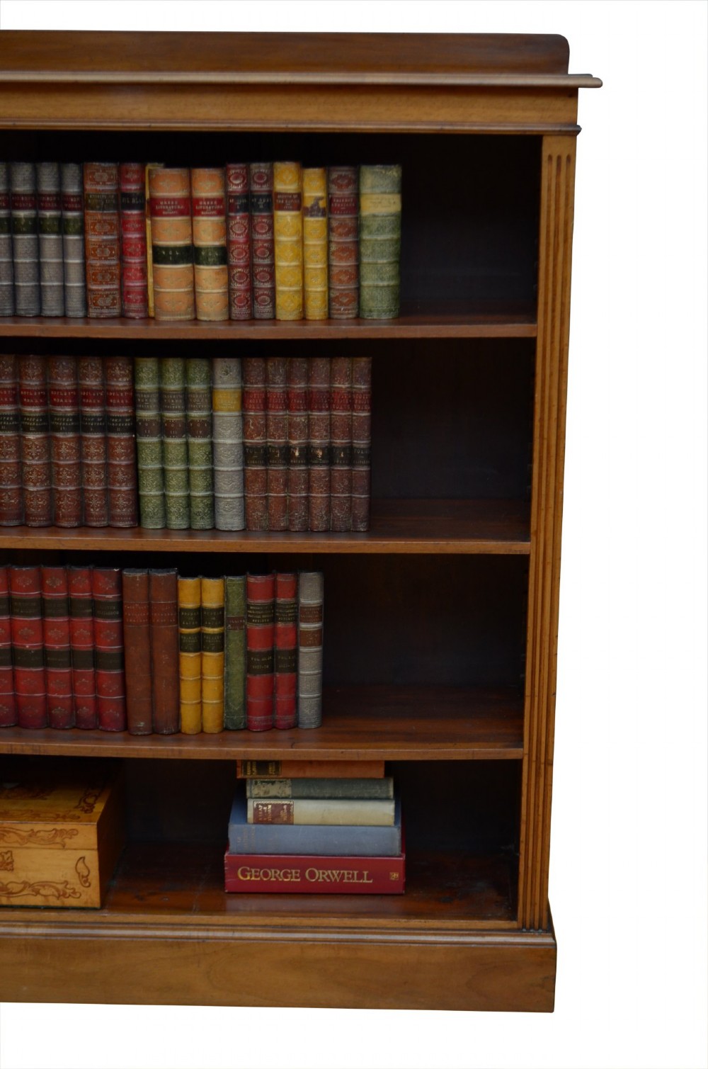 English Edwardian Walnut Open Bookcase C1900s View XII