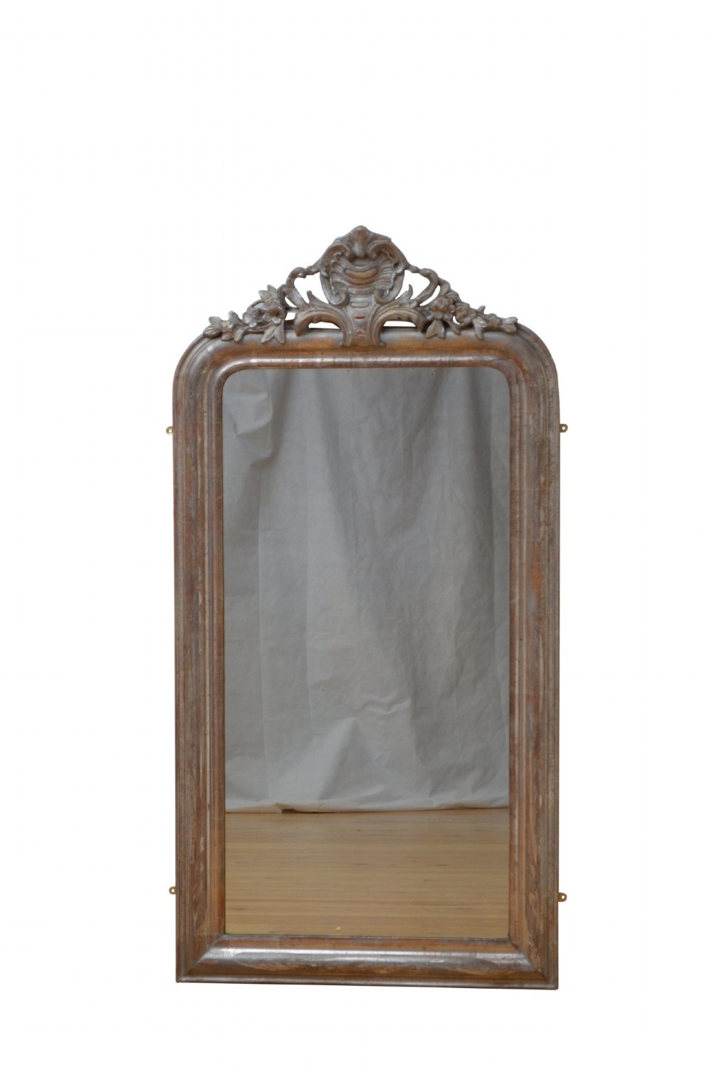 Silver Leaf Wall Mirror with Crest Pier Table Mirror H139cm View III