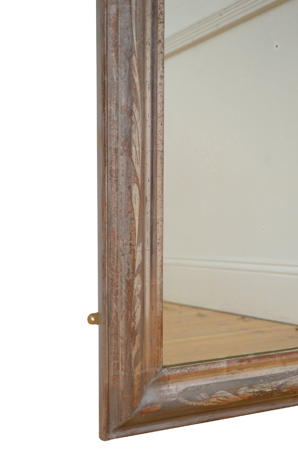 Silver Leaf Wall Mirror with Crest Pier Table Mirror H139cm View V