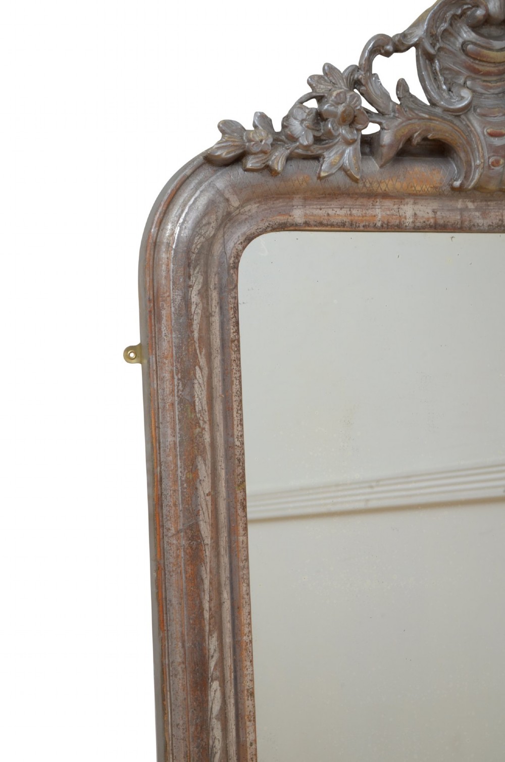 Silver Leaf Wall Mirror with Crest Pier Table Mirror H139cm View VI