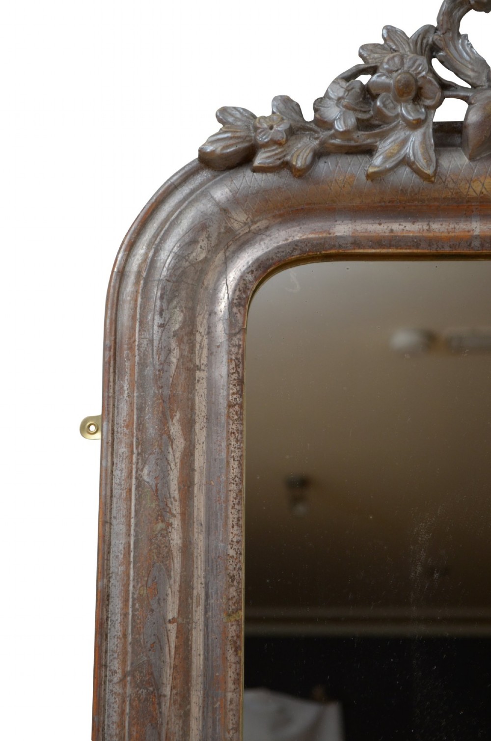 Silver Leaf Wall Mirror with Crest Pier Table Mirror H139cm View VII