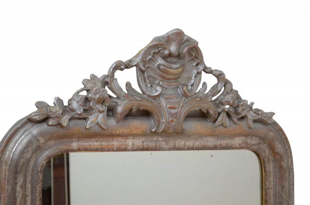 Silver Leaf Wall Mirror with Crest Pier Table Mirror H139cm View VIII