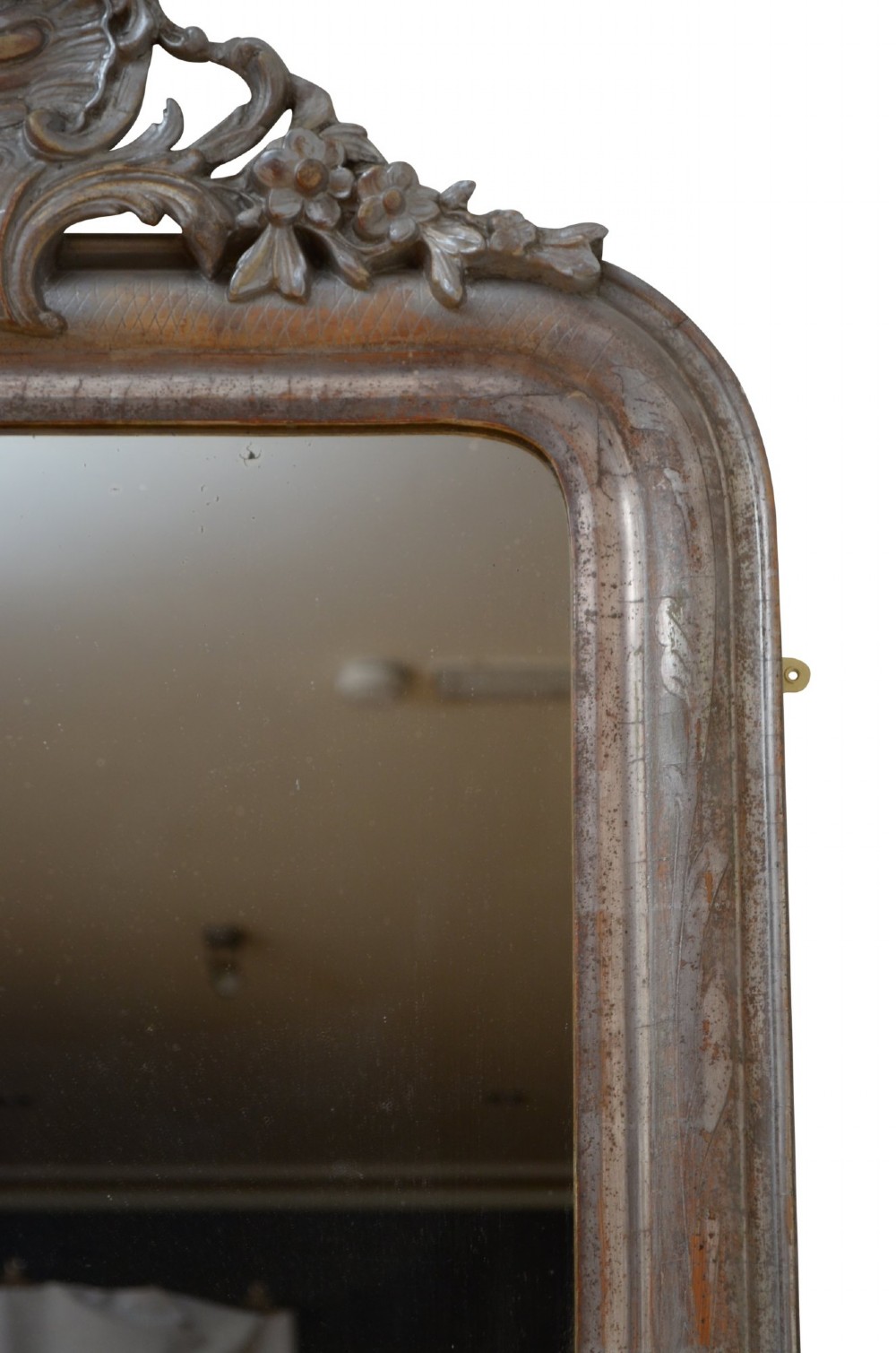 Silver Leaf Wall Mirror with Crest Pier Table Mirror H139cm View X