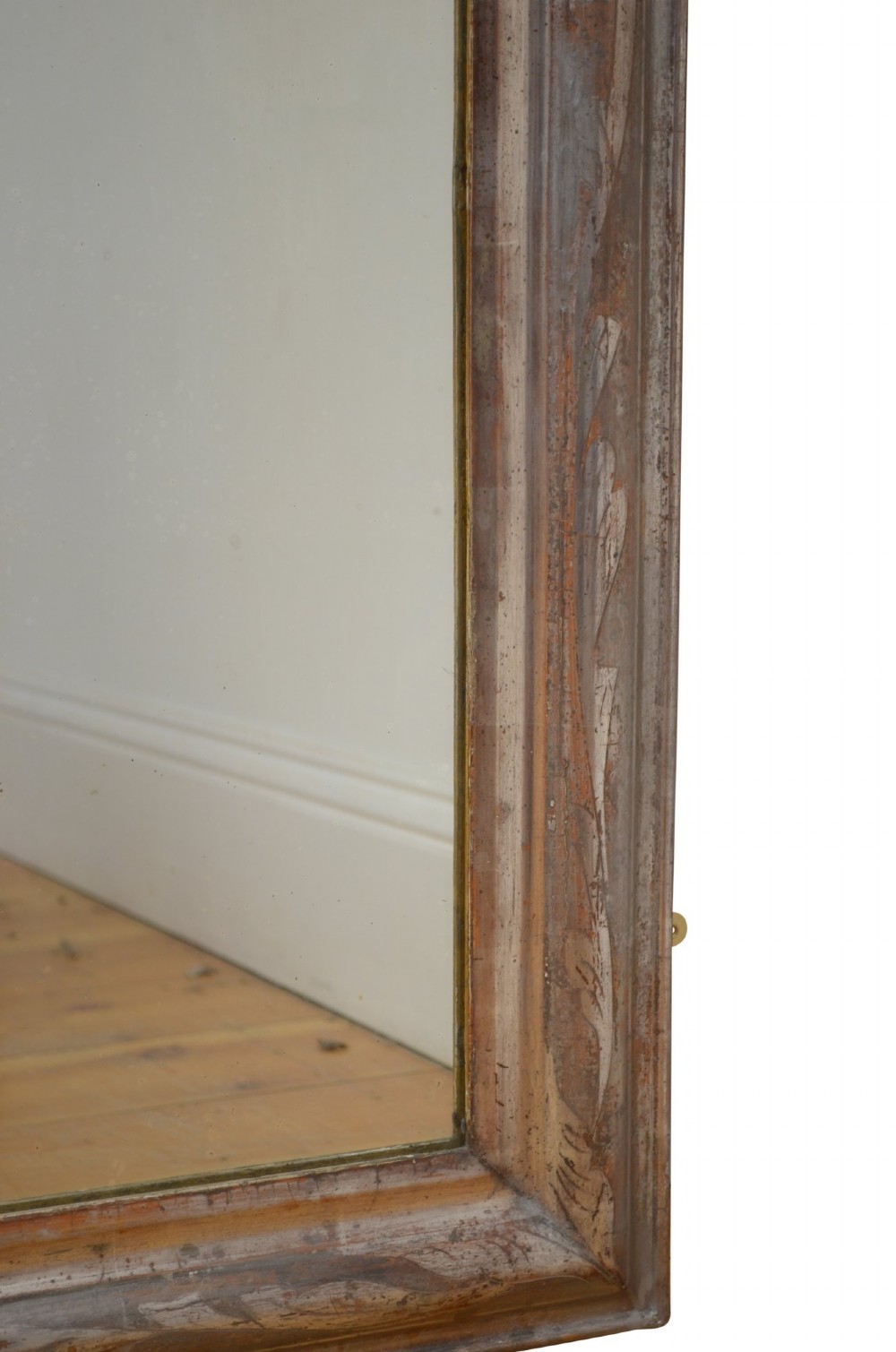 Silver Leaf Wall Mirror with Crest Pier Table Mirror H139cm View XI