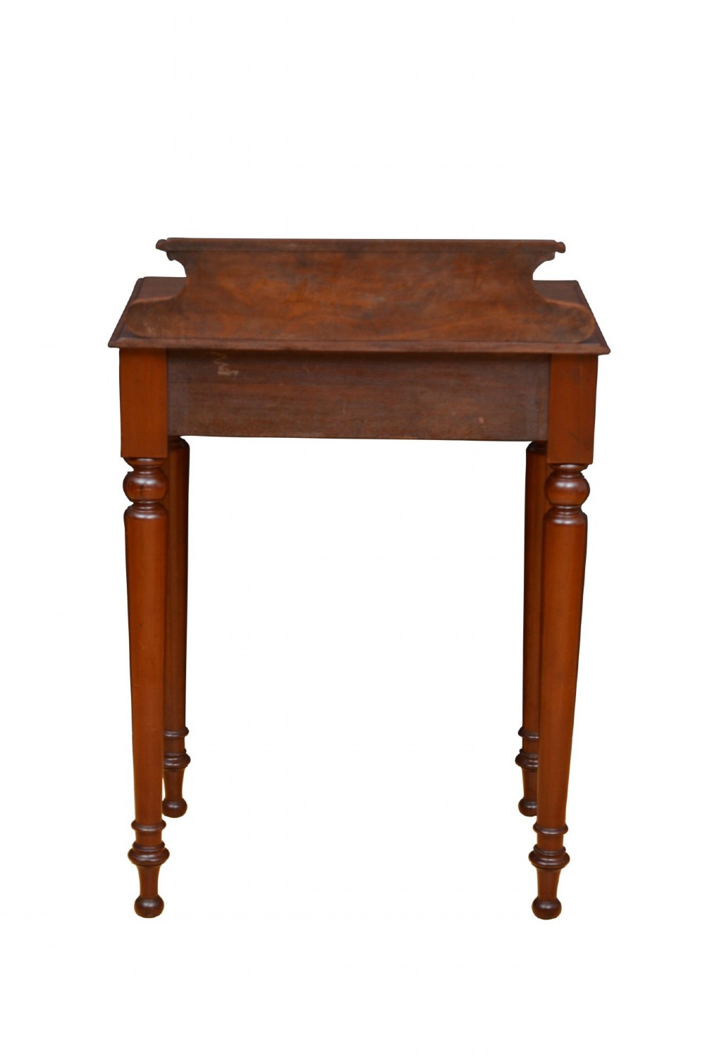 A Victorian mahogany hall table featuring a gallery back upstand, a single frieze drawer, and four turned legs. View XII