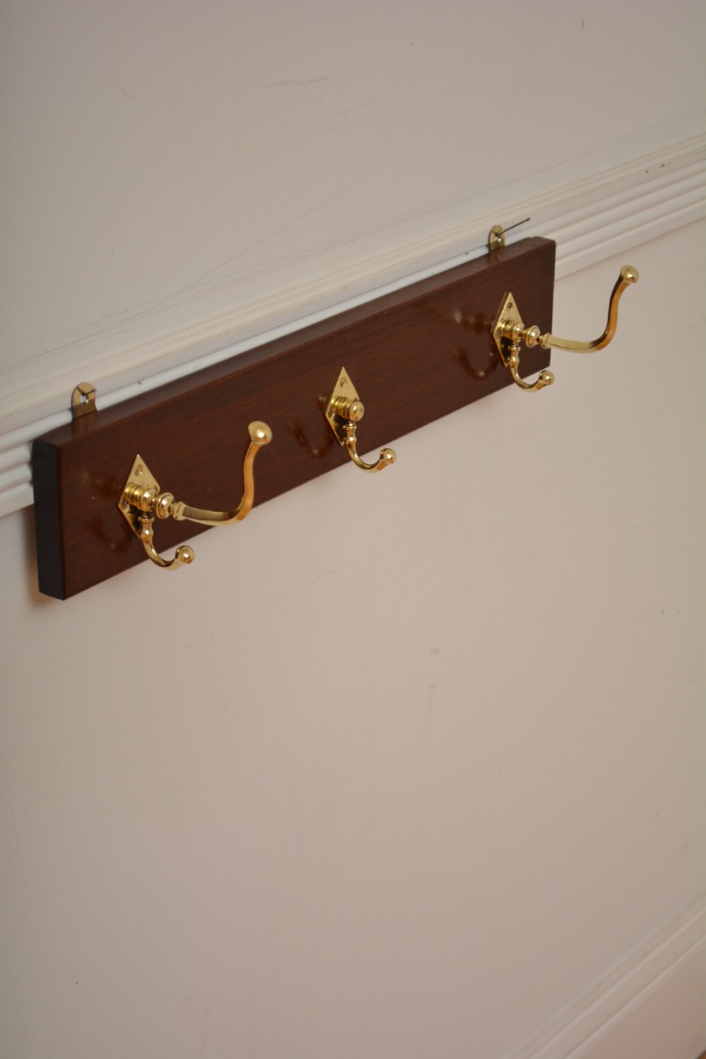 Aesthetic Movement Coat Hooks Coat Rack Brass and Mahogany