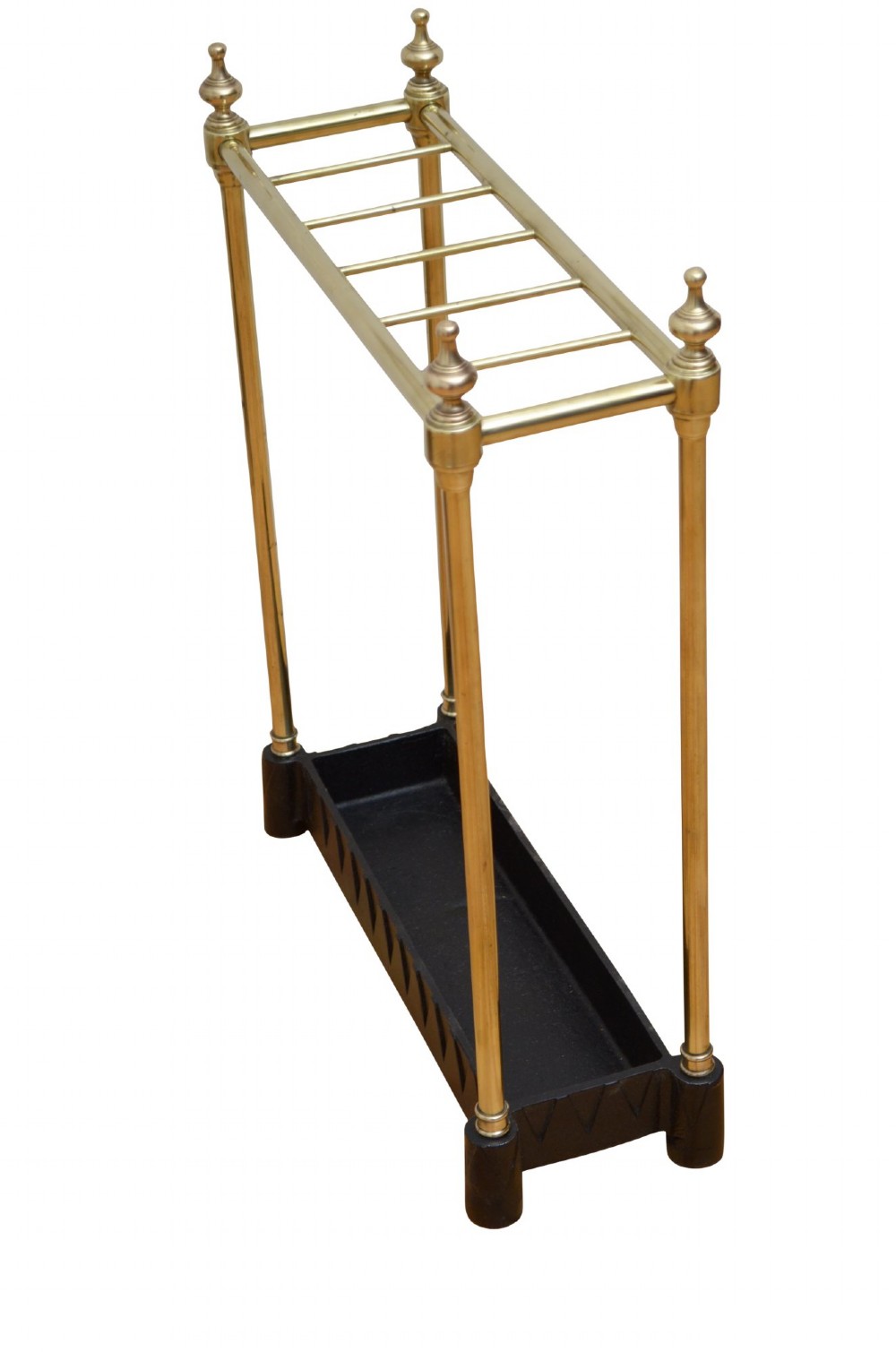Narrow Brass Umbrella Stand With Dog Tooth Base View III