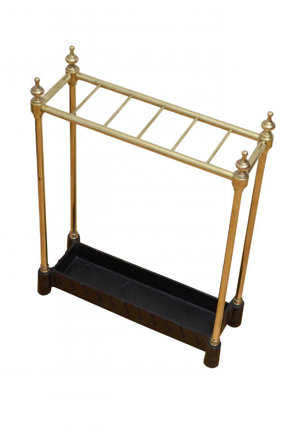Narrow Brass Umbrella Stand With Dog Tooth Base