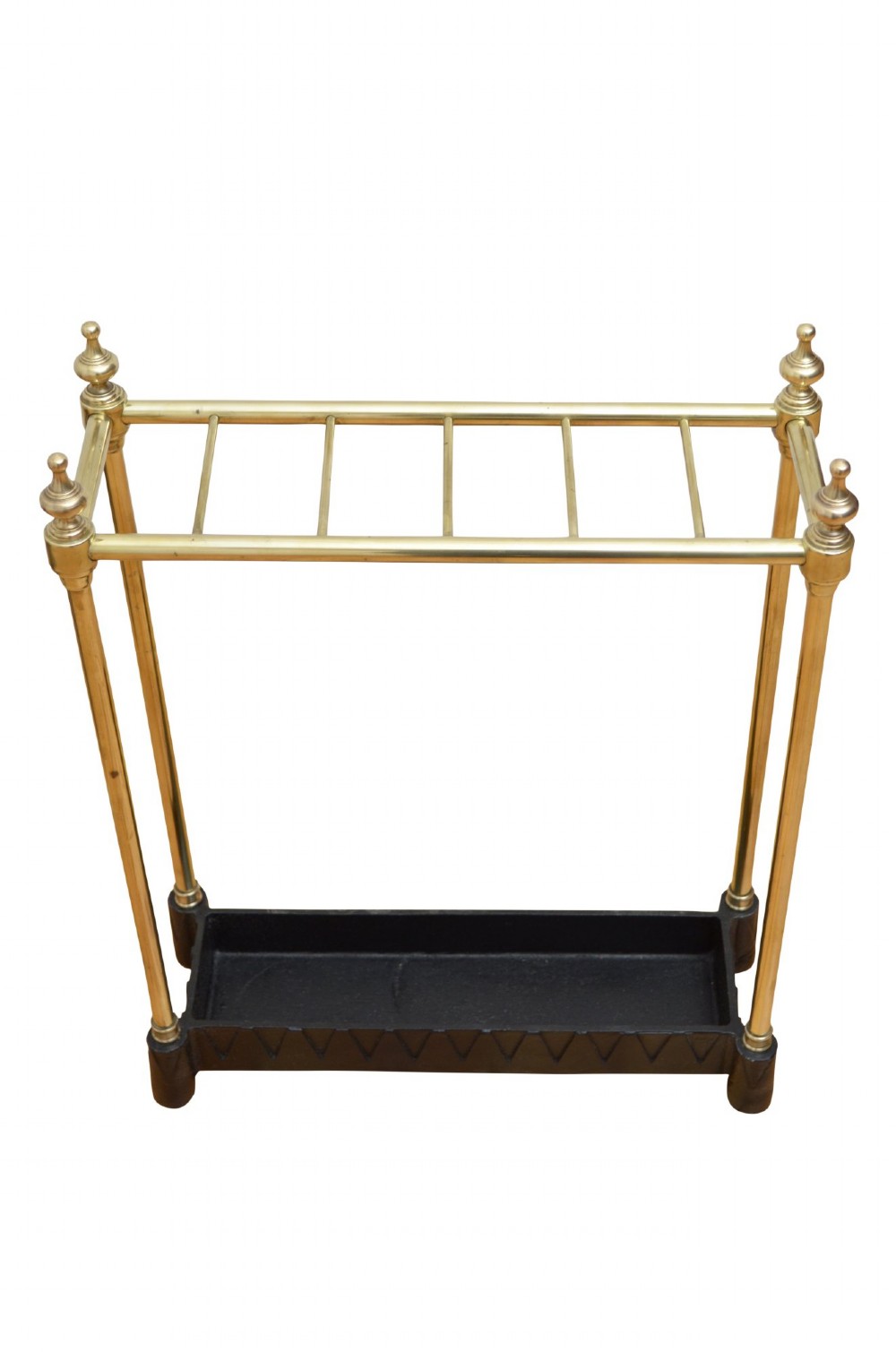 Narrow Brass Umbrella Stand With Dog Tooth Base View IV