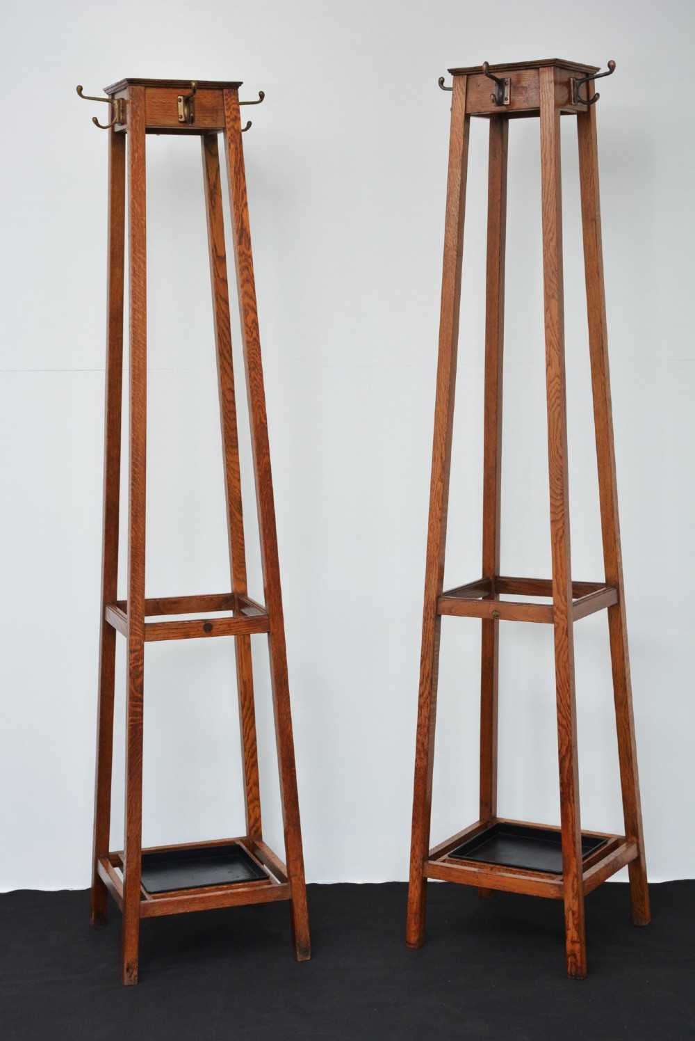 Pair of English Solid Oak Hall Stands c1930