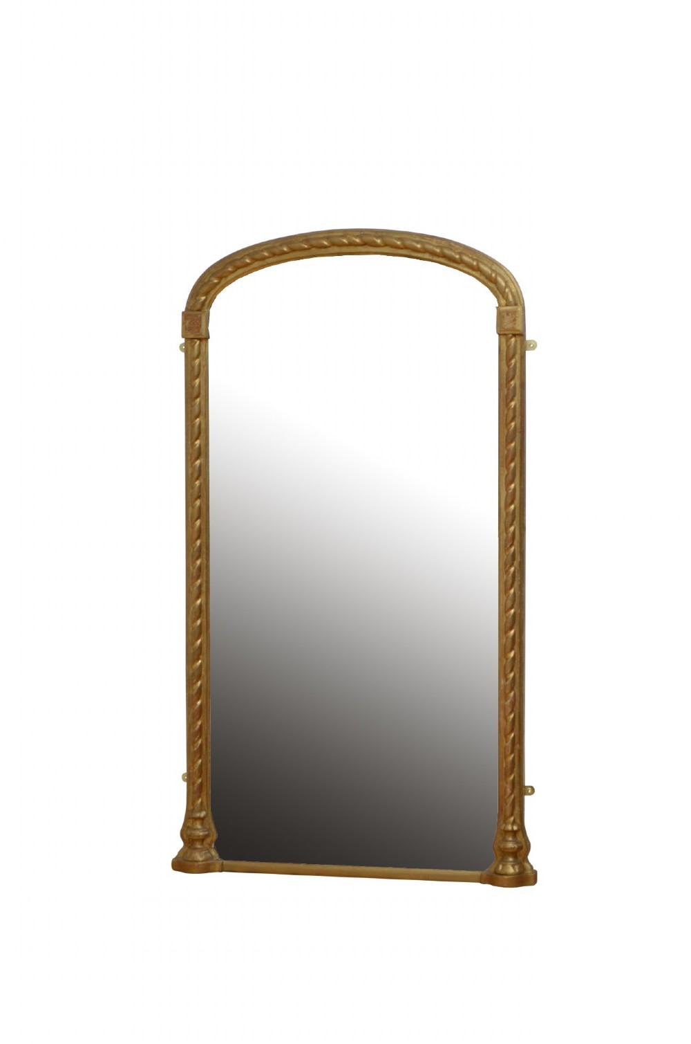 A tall nineteenth-century arched mirror featuring a gilded frame with a continuous carved rope twist motif.