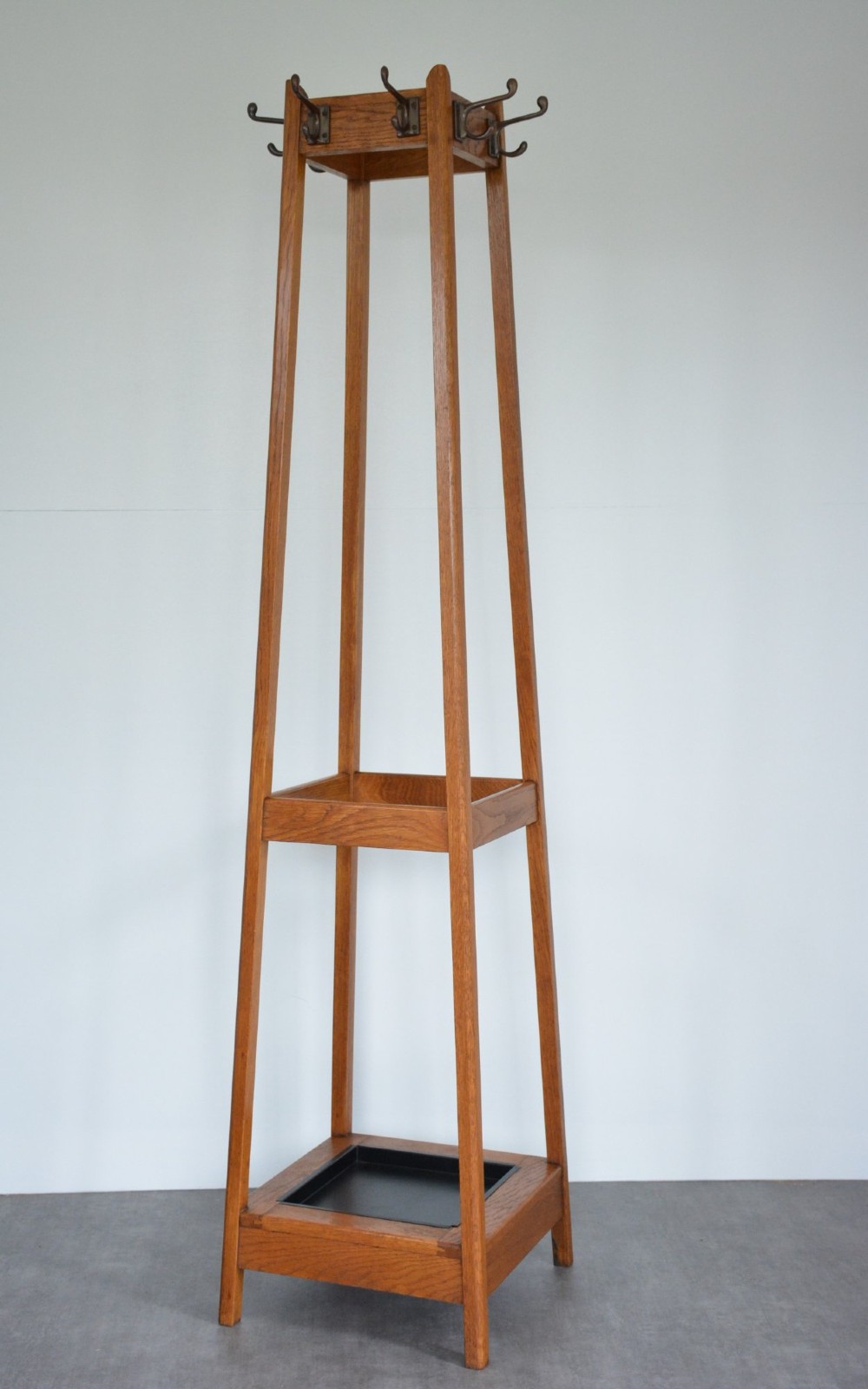 Oak Coat Stand With Umbrella Holders And Drip Tray