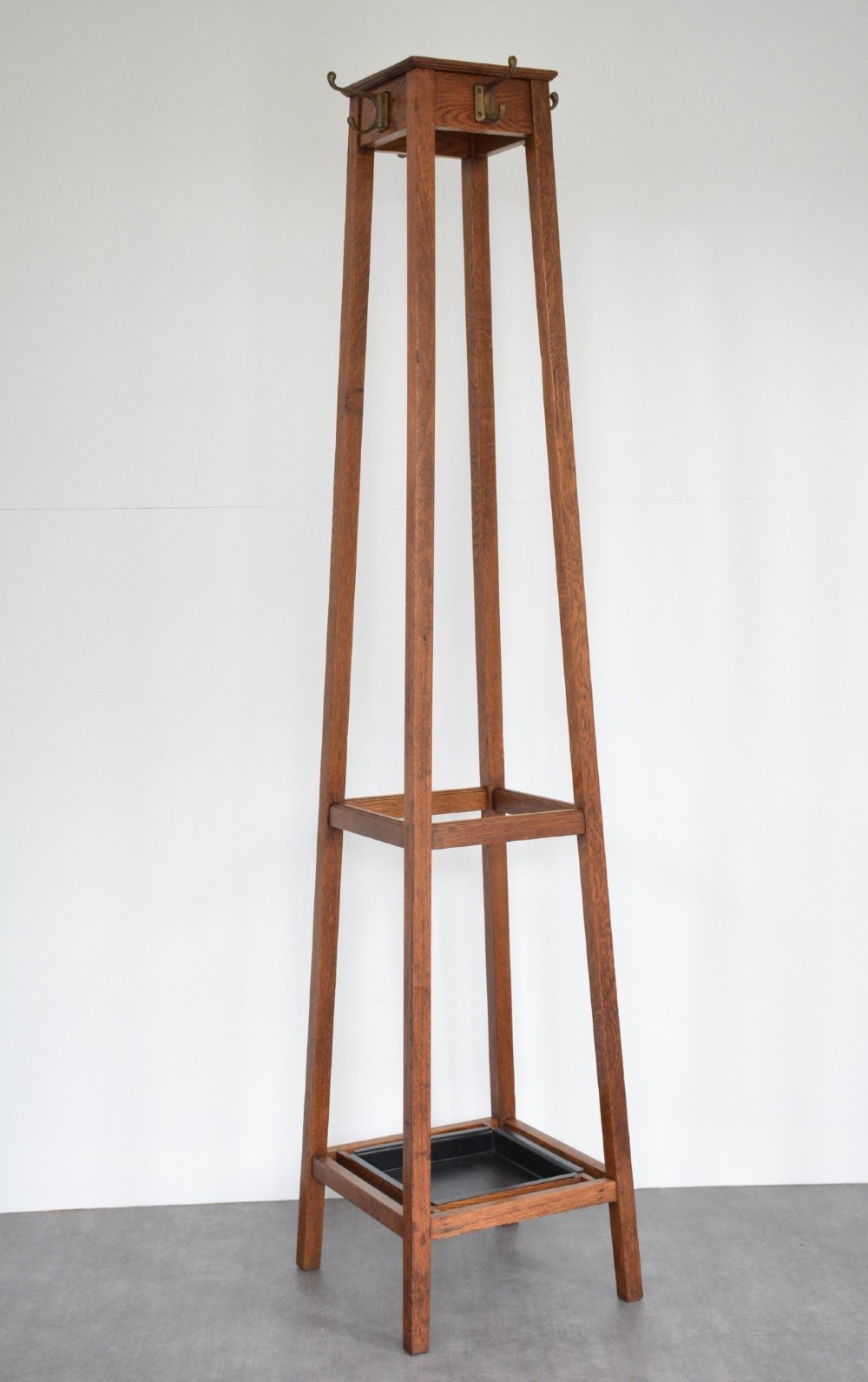 English Arts And Crafts Solid Oak Coat Stand By Astrola View XI