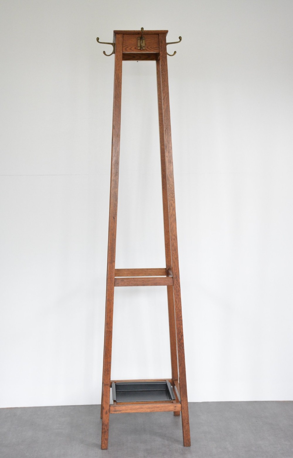 English Arts And Crafts Solid Oak Coat Stand By Astrola View XII