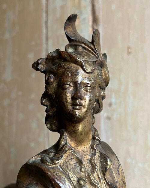 A PAIR OF FRENCH GILT BRONZE CARYATID ANDIRONS - ADDITIONAL PHOTO 2