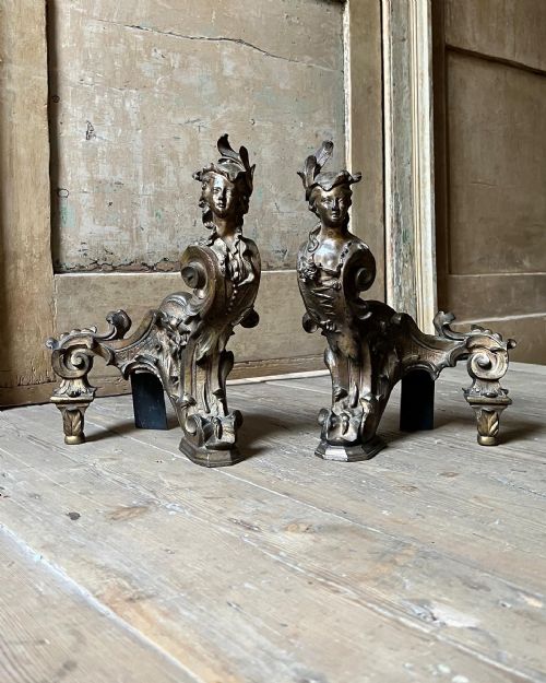 A PAIR OF FRENCH GILT BRONZE CARYATID ANDIRONS - ADDITIONAL PHOTO 5