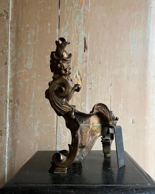 A PAIR OF FRENCH GILT BRONZE CARYATID ANDIRONS - ADDITIONAL PHOTO 6