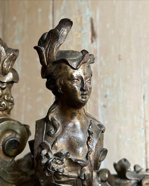 A PAIR OF FRENCH GILT BRONZE CARYATID ANDIRONS - ADDITIONAL PHOTO 8