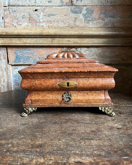 a rare regency tooled leather work box c1810 - CATEGORY: ANTIQUE BOXES - DATED REGENCY