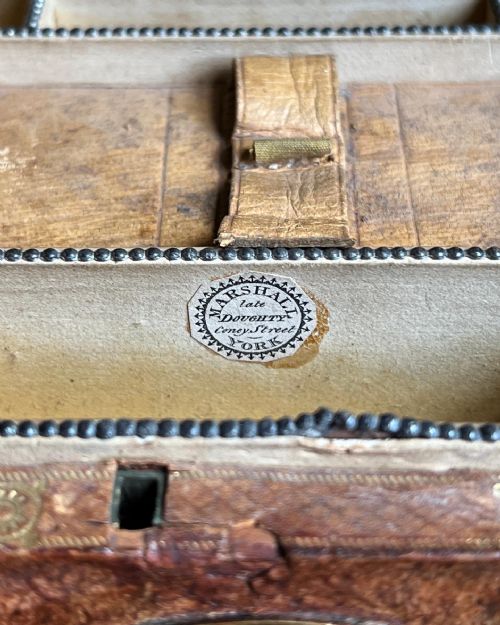 A RARE REGENCY TOOLED LEATHER WORK BOX C1810 - ADDITIONAL PHOTO 1