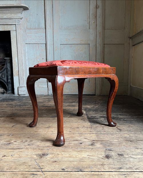A RARE 18TH CENTURY WALNUT STOOL C1720
